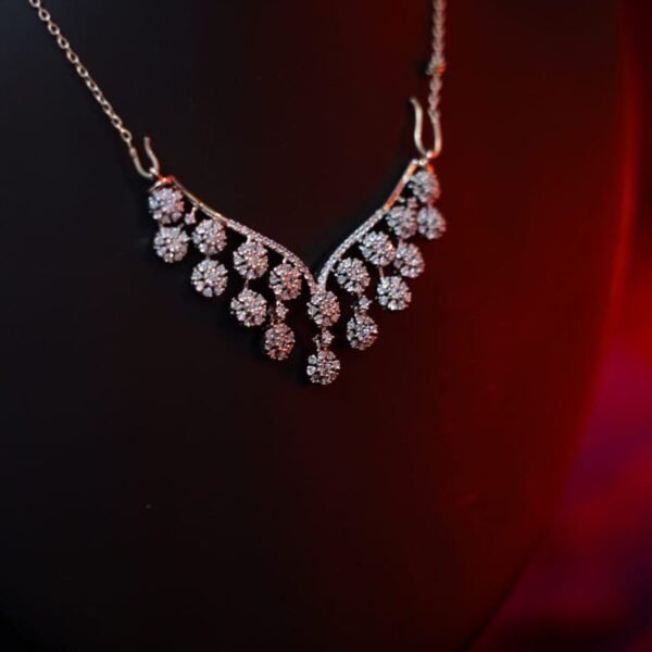 Rhodium necklace multistone